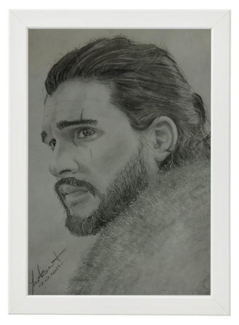 Jon Snow - ołówek + węgiel
