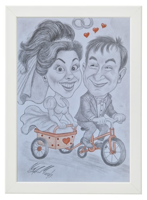 Personalizowana karykatura wykonana ołówkiem na podstawie zdjęcia