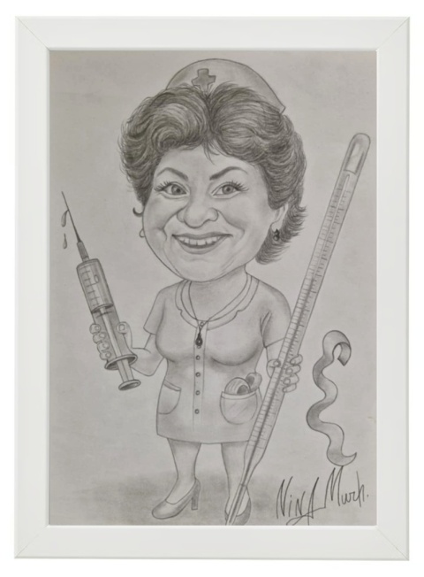 Personalizowana karykatura wykonana ołówkiem na podstawie zdjęcia